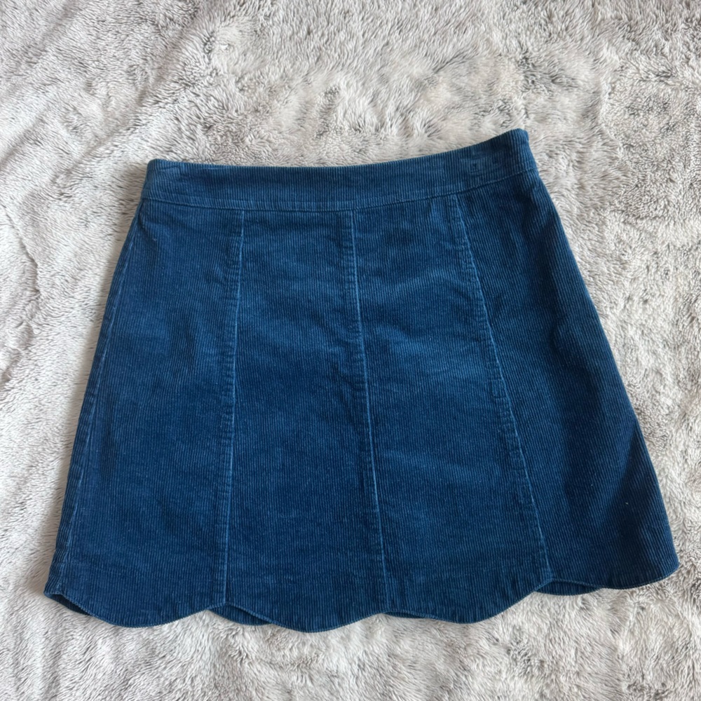 Altar’d State | Navy Scalloped Hem Corduroy Skirt